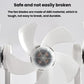 White ceiling fan light with four folding blades and central hub