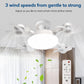 White ceiling fan light with remote control and 3 fan arms, multiple speeds