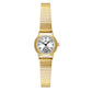 Gold-tone small round watch with ribbed expansion bracelet and white dial with seconds subdial
