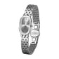 Oval quartz dress watch with silver metal bracelet and dark gray dial