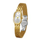 Oval quartz dress watch with gold metal bracelet and pale yellow dial