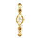 Gold oval analog quartz watch with brown stones and chain bracelet
