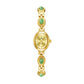 Gold oval analog quartz bracelet watch with green oval cabochon links