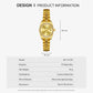 Women's gold-tone analog wristwatch with rhinestone bezel, bracelet band, date calendar