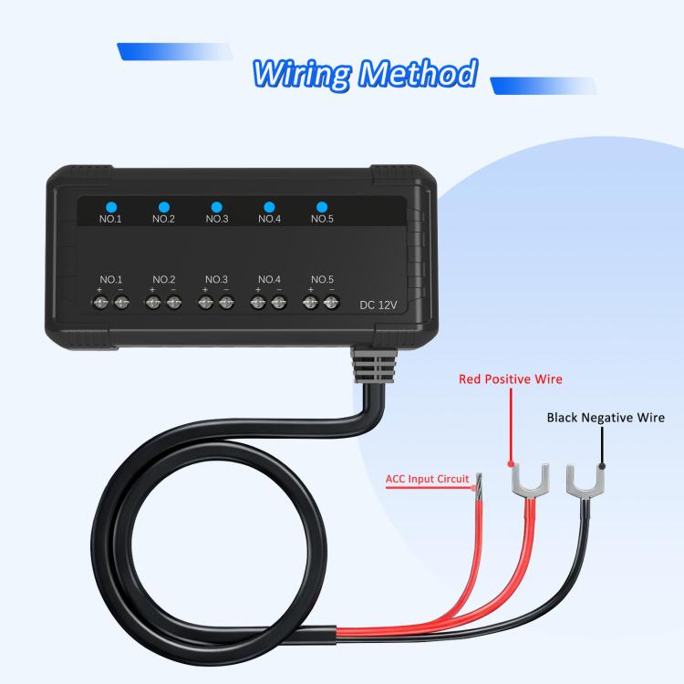 12V Universal Car Motorcycle Fuse Box Relay Kit With Quick Connector, 5-channel