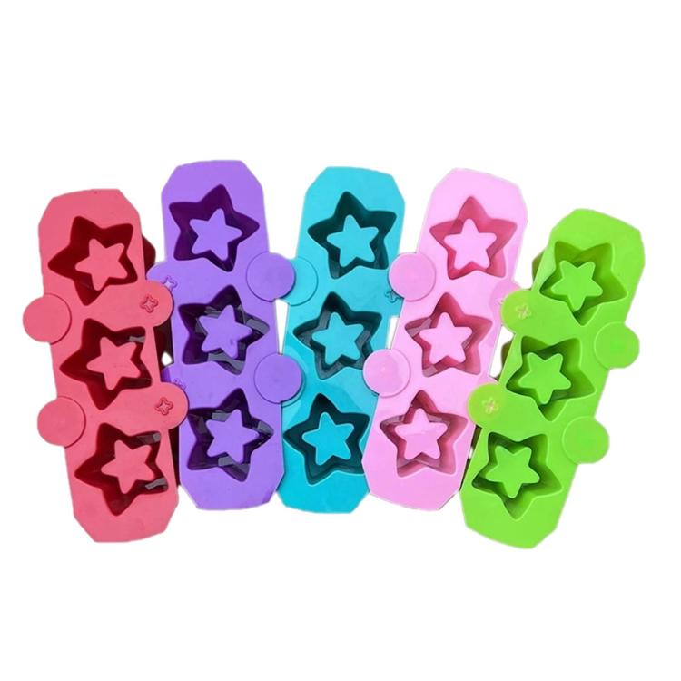 Color assortment of silicone squishy star mold bars with three star cavities