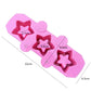 Pink 3-cavity silicone star mold bar with size labels: 22cm, 6.5cm, 9.3cm, 4.8cm, 2.7cm