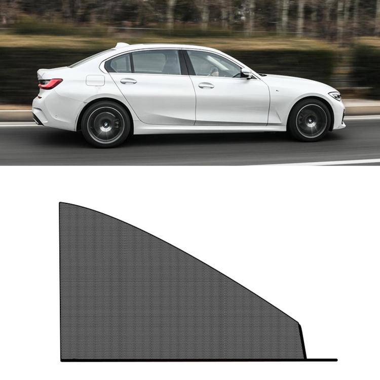 Car window mesh sunshade curtain panel, dark gray, curved trapezoid with straight bottom