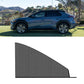 Car window mesh sunshade curtain panel, dark gray, curved trapezoid with straight bottom