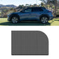 Car window mesh sunshade curtain panel, dark gray, rounded rectangular shape with straight bottom
