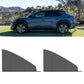 Car window mesh sunshade curtain set, dark gray, two curved trapezoid panels with straight bottoms
