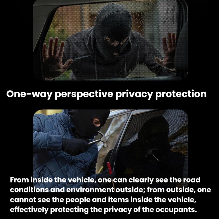Car window sunshade mesh curtain providing one-way privacy from inside the vehicle