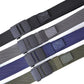 Elastic woven belts with automatic sliding buckles in navy, dark gray, and green