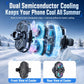 Car phone cooler mount with dual semiconductor cooling unit and RGB fan housing