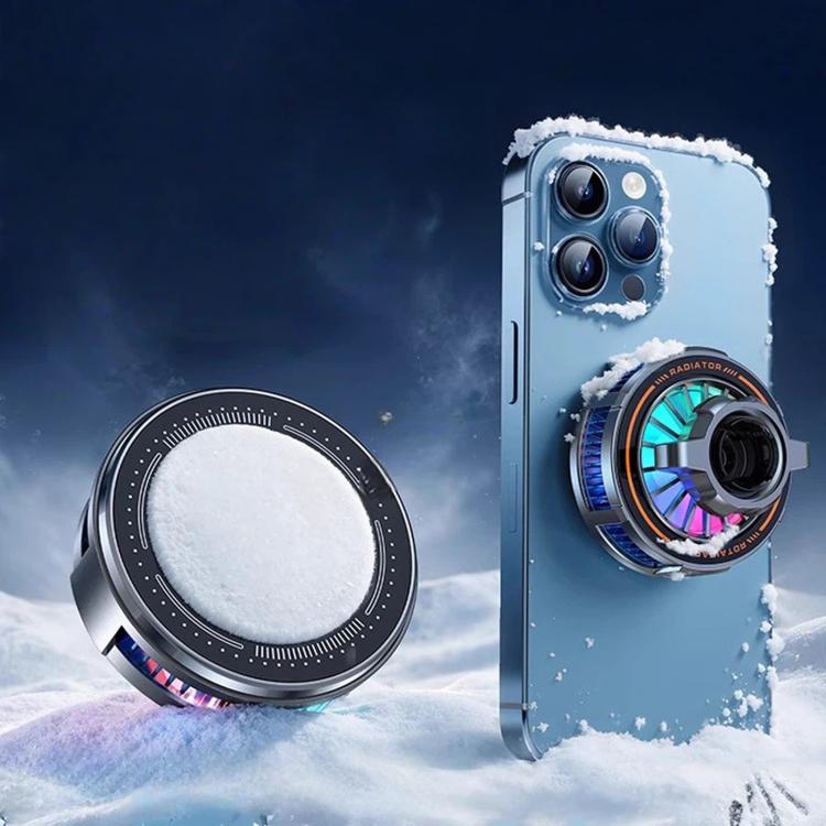 Magnetic phone cooler fan with round vent-style cooling ring and airflow outlet