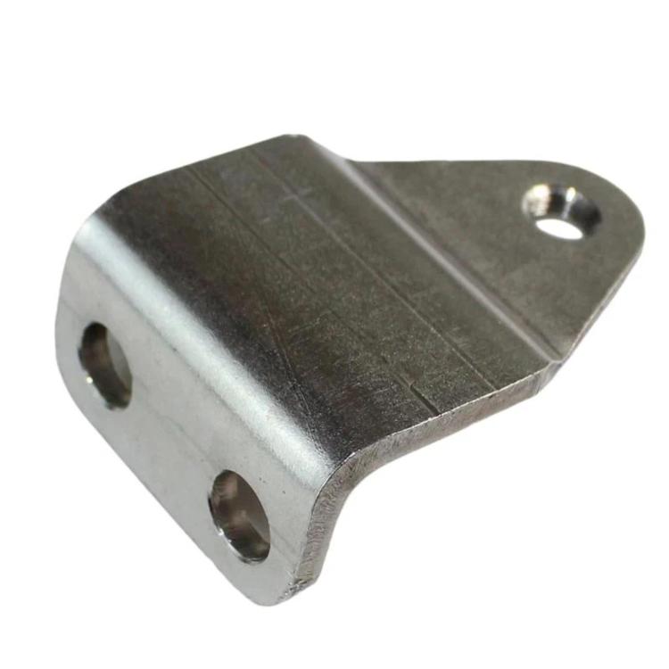 Metal outboard motor hanger bracket with three bolt holes in corner view