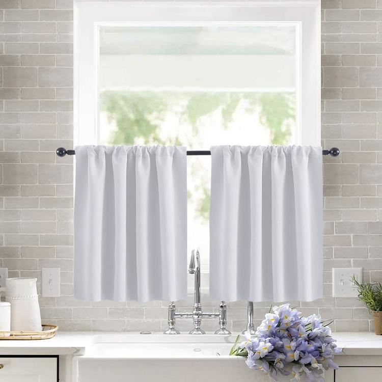Single Rod Pocket Cafe Curtains Thick High Density Short Tier Window Treatment for Kitchen Bedroom, 40x60cm, 76x60cm, 76x92cm, 106x91cm, 132x46cm