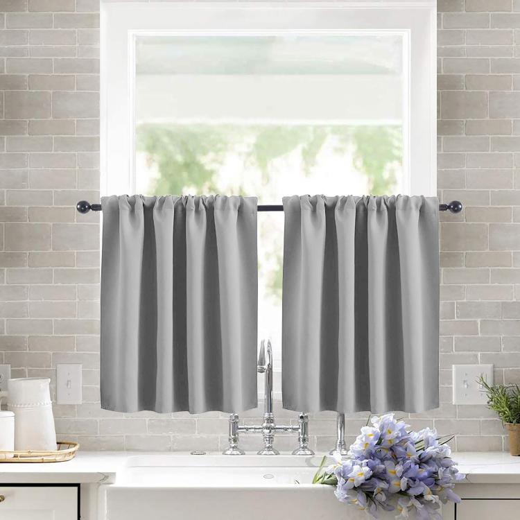 Single Rod Pocket Cafe Curtains Thick High Density Short Tier Window Treatment for Kitchen Bedroom, 40x60cm, 76x60cm, 76x92cm, 106x91cm, 132x46cm