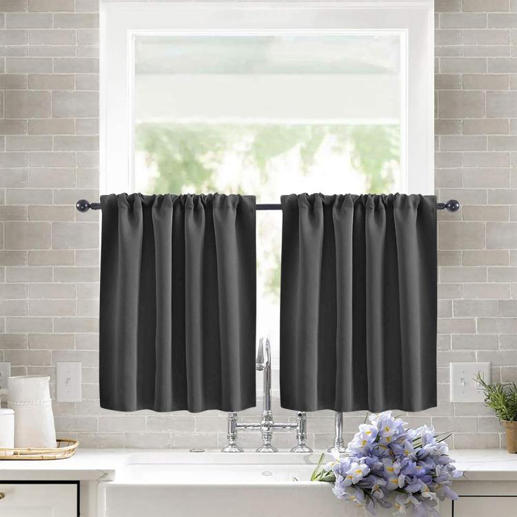 Single Rod Pocket Cafe Curtains Thick High Density Short Tier Window Treatment for Kitchen Bedroom, 40x60cm, 76x60cm, 76x92cm, 106x91cm, 132x46cm