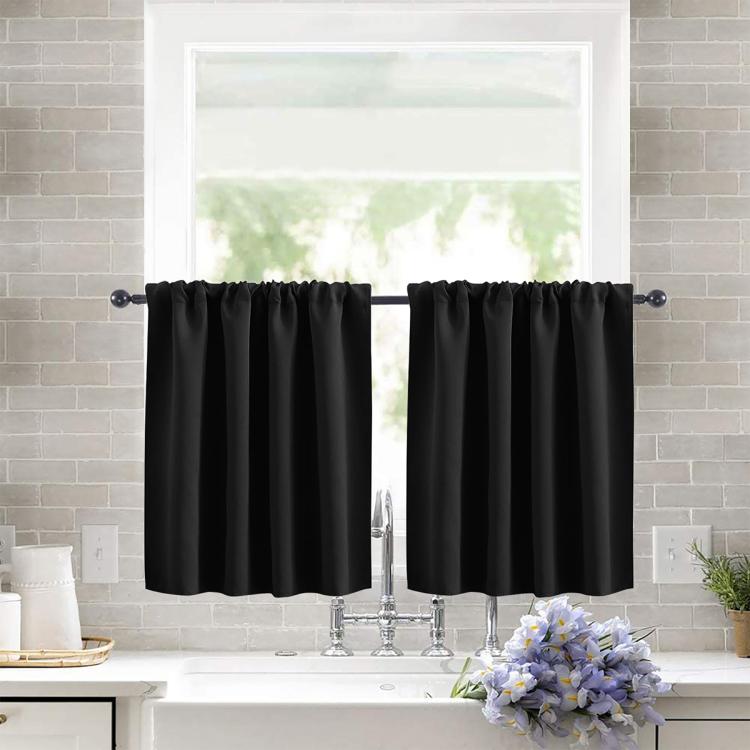 Single Rod Pocket Cafe Curtains Thick High Density Short Tier Window Treatment for Kitchen Bedroom, 40x60cm, 76x60cm, 76x92cm, 106x91cm, 132x46cm