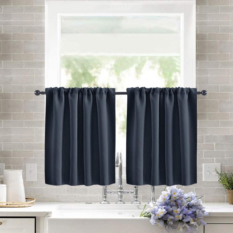 Single Rod Pocket Cafe Curtains Thick High Density Short Tier Window Treatment for Kitchen Bedroom, 40x60cm, 76x60cm, 76x92cm, 106x91cm, 132x46cm