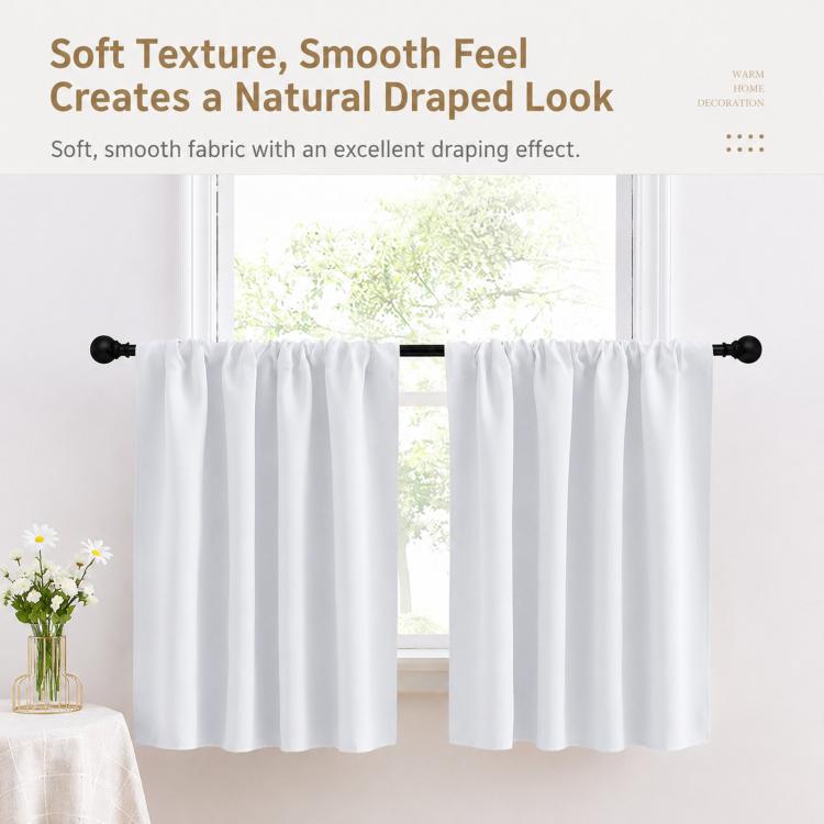 Single Rod Pocket Cafe Curtains Thick High Density Short Tier Window Treatment for Kitchen Bedroom, 40x60cm, 76x60cm, 76x92cm, 106x91cm, 132x46cm