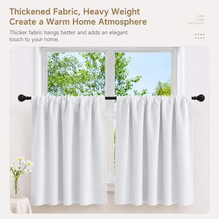 Single Rod Pocket Cafe Curtains Thick High Density Short Tier Window Treatment for Kitchen Bedroom, 40x60cm, 76x60cm, 76x92cm, 106x91cm, 132x46cm