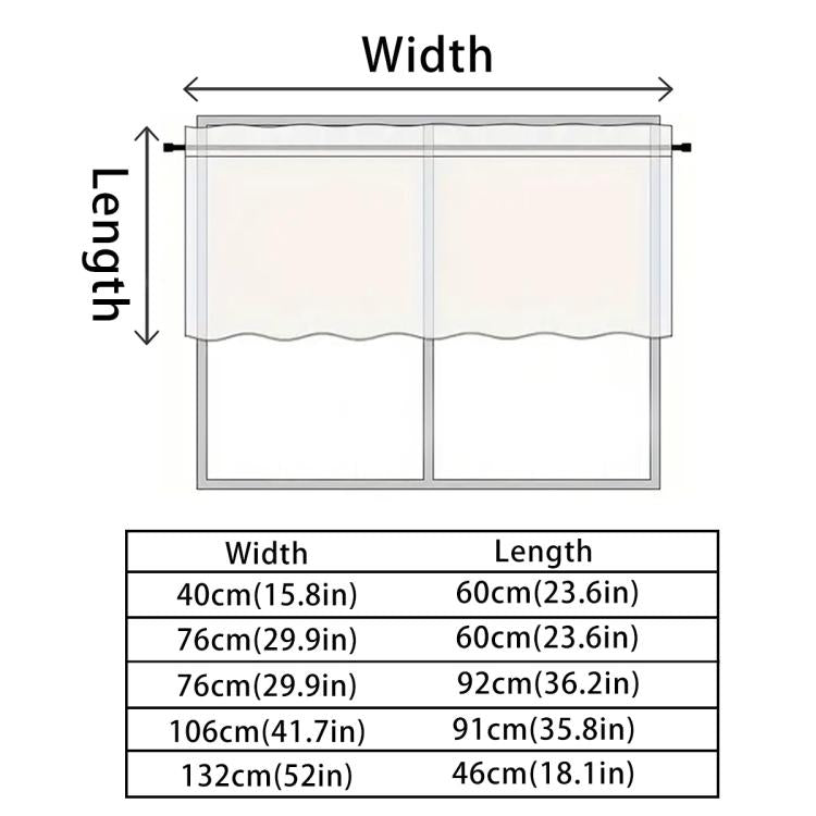 Single Rod Pocket Cafe Curtains Thick High Density Short Tier Window Treatment for Kitchen Bedroom, 40x60cm, 76x60cm, 76x92cm, 106x91cm, 132x46cm