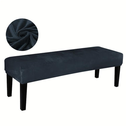 Velvet Stretch Bench Cover Elastic Rectangular Dining Bench Slipcover With Straps