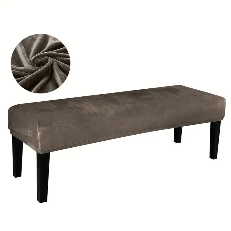 Velvet Stretch Bench Cover Elastic Rectangular Dining Bench Slipcover With Straps