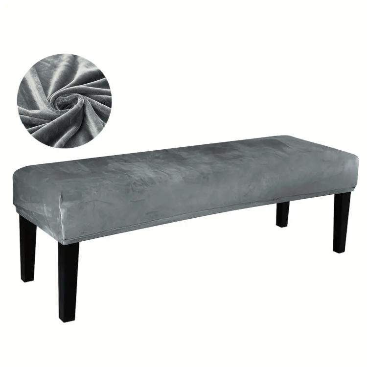 Velvet Stretch Bench Cover Elastic Rectangular Dining Bench Slipcover With Straps
