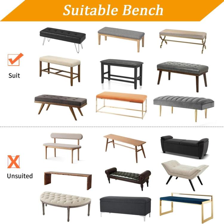 Velvet Stretch Bench Cover Elastic Rectangular Dining Bench Slipcover With Straps