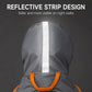 Gray dog raincoat with reflective stripe and orange-lined hood