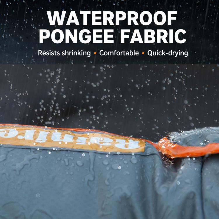 Waterproof gray raincoat fabric with orange seam edging