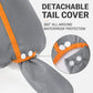 Gray raincoat with detachable tail cover and orange waterproof trim