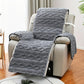 Dark gray fleece recliner chair cover with embossed texture, T-shape fit and draped arms