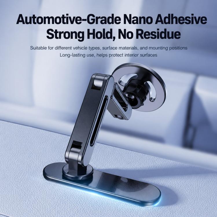 Car phone mount with adhesive base pad and ring magnetic head, black metal