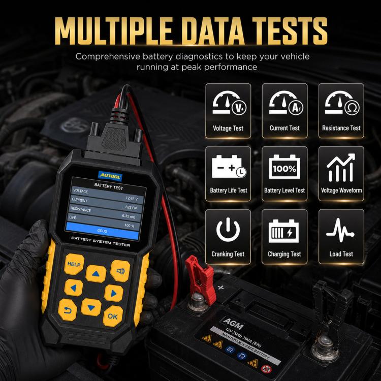 AUTOOL BT460 2.8 Inch Screen Car Battery Tester Battery Life & Capacity Analyzer