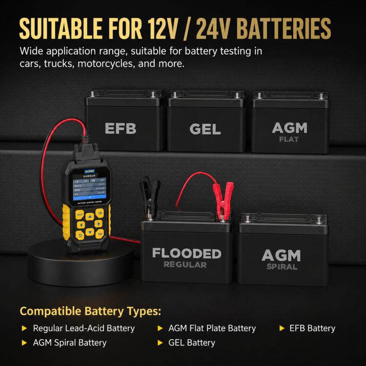 AUTOOL BT460 2.8 Inch Screen Car Battery Tester Battery Life & Capacity Analyzer