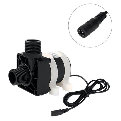 Submersible DC water pump with black outlet nozzle and power cord