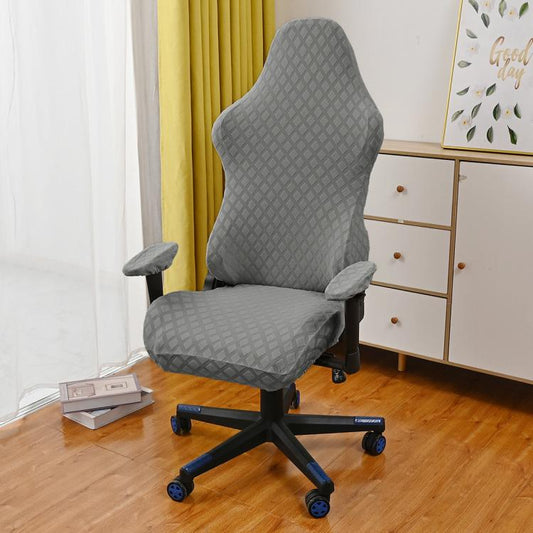 Light gray diamond jacquard stretch gaming chair cover for office computer chair