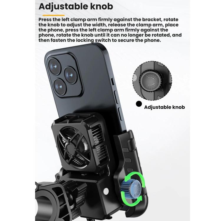 Motorcycle Semiconductor Cooling Mobile Phone Live Streaming Heat Sink Bracket, Handlebars