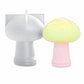 3D silicone mushroom mold set: gray cap with grooved stem and pale yellow cap