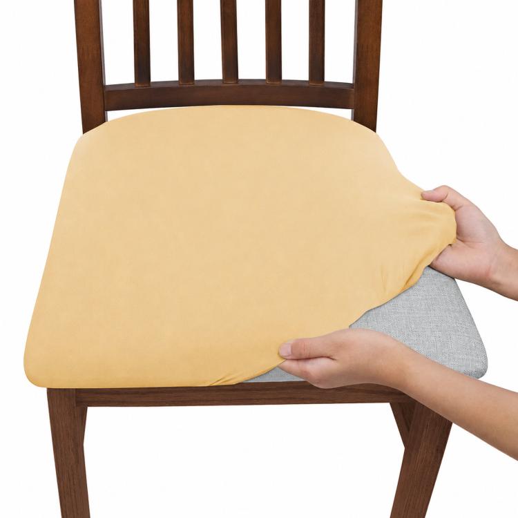 Stretch Dining Chair Seat Cover Soft Removable Washable Chair Cushion Slipcover