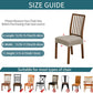 Gray chair seat cover size guide shown on a dining chair for measurement