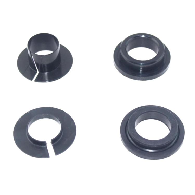 Dark blue throttle bushing pair with flange and center opening for outboard motor