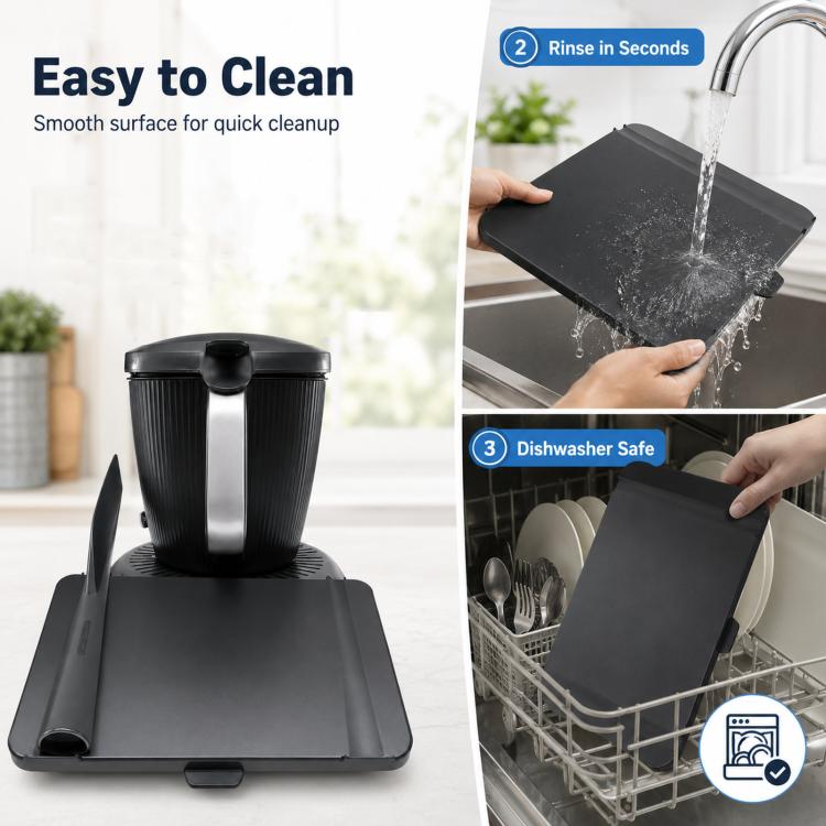 Protective screen cover for Thermomix TM7 with smooth surface and spatula holder slot, dark