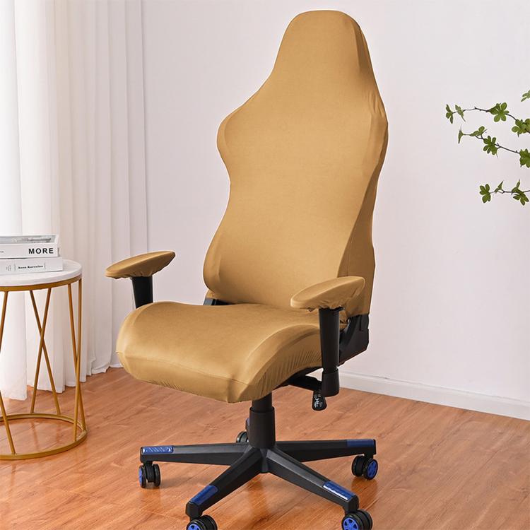 Camel stretch gaming chair cover with armrest pads, fitted elastic slipcover