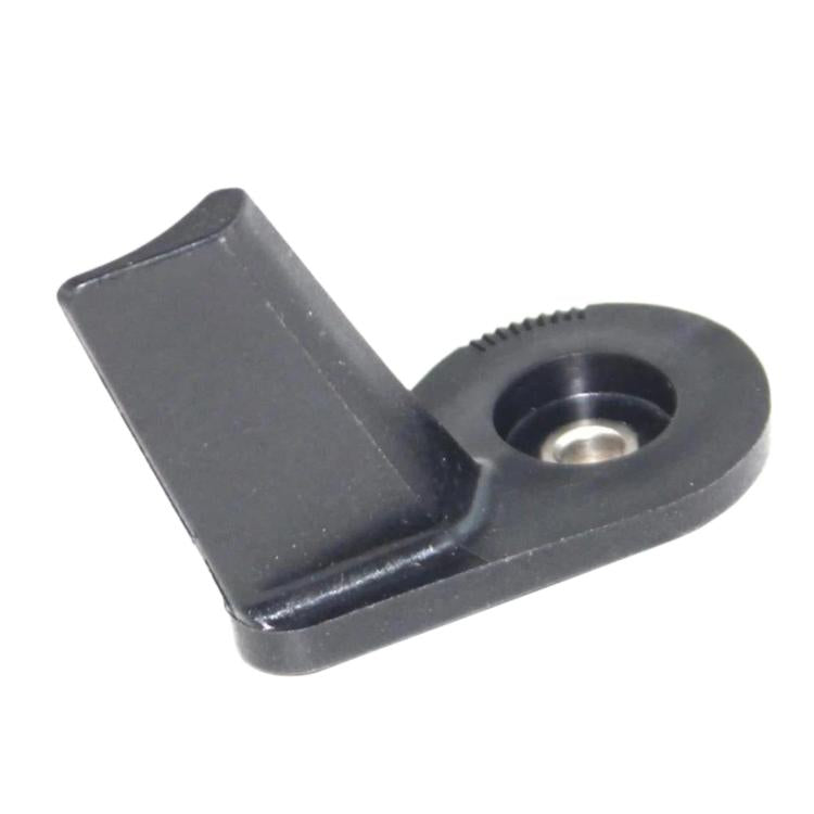 Black rudder stabilizer fin bracket with side plate and circular threaded insert