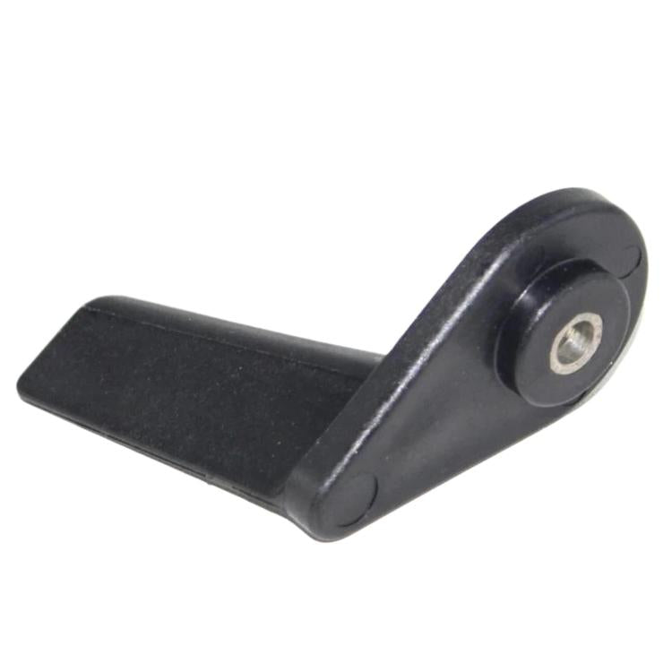 Black rudder stabilizer fin arm with angled base and bolt hole